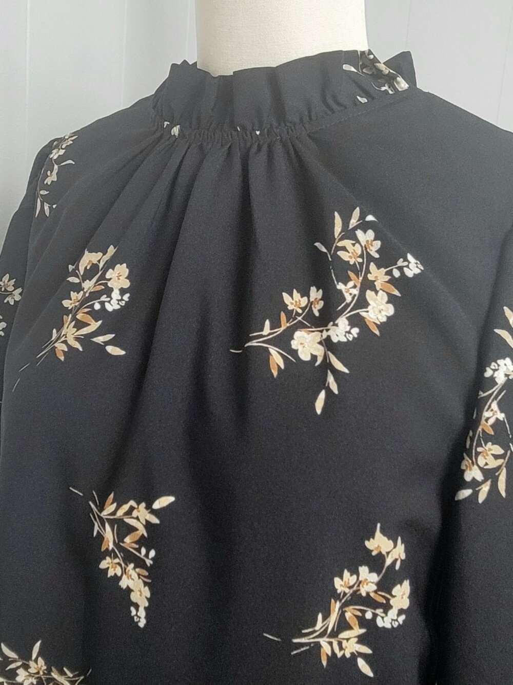 J.Crew Factory Black Floral High Neck Ruffle Shift Dress - Picture 3 of 9